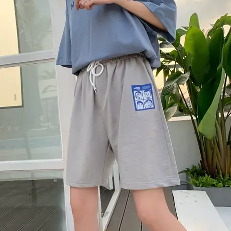 运动短裤女夏季薄款宽松高腰直筒休闲显瘦百搭五分中裤阔腿裤子女图片