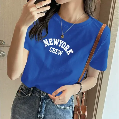 小众设计感美式复古t恤女装2023宽松圆领夏季新款打底衫辣妹上衣图片