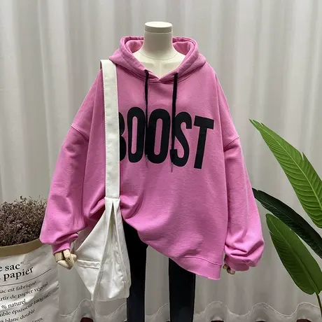 卫衣女春秋薄款2020新款韩版ins潮慵懒风bf宽松大码时尚连帽外套商品大图