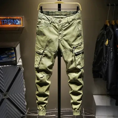 春夏休闲裤男宽松大码弹力长裤男士青年哈伦裤收口胖子工装潮多色商品大图