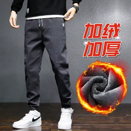 2024新款秋冬季男士运动工装加绒加厚休闲长裤子棉裤防风保暖外穿商品大图