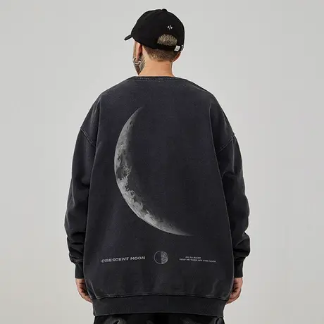 重磅美式复古嘻哈大码卫衣男纯棉水洗做旧高街外套加绒加厚秋冬款商品大图