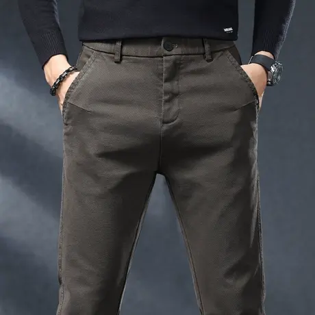 秋季春秋款咖色商务正装西装西裤男士中年爸爸休闲长裤男裤子西服商品大图