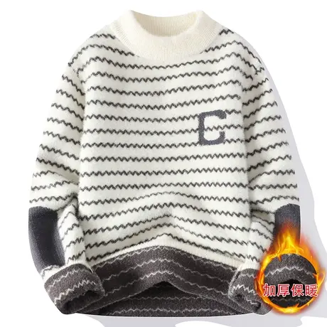 13青少年冬季毛衣14男孩初高中学生15岁加绒加厚16大童打底针织衫商品大图
