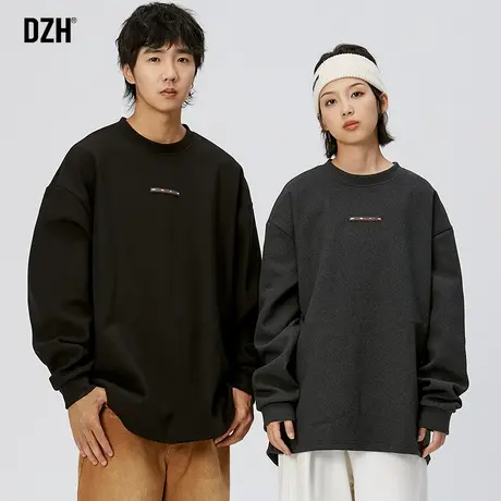 情侣圆领卫衣男春秋款2024新款上衣服男款纯色简约打底衫男士内搭商品大图