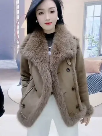 皮毛一体加厚外套女2023秋冬新款羊羔毛时尚百搭今年流行保暖上衣商品大图