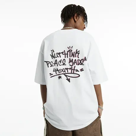 Nuthink美式街头潮牌ins字母短袖T恤男夏季oversize情侣装半截袖商品大图