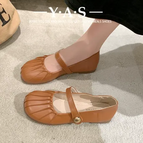 玛丽珍鞋女平底单鞋夏季2024年新款浅口奶奶鞋温柔风配裙子小皮鞋图片