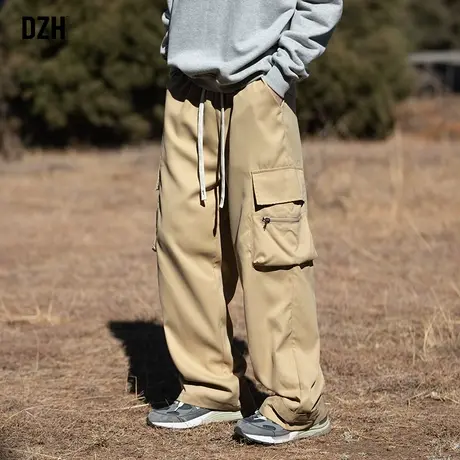 男士卡其色美式工装裤男春秋款直筒宽松休闲裤子2024新款长裤百搭商品大图