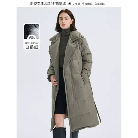 朗姿霍尔多巴吉鹅绒高级感设计感收腰外套女冬季新款羽绒服大衣图片