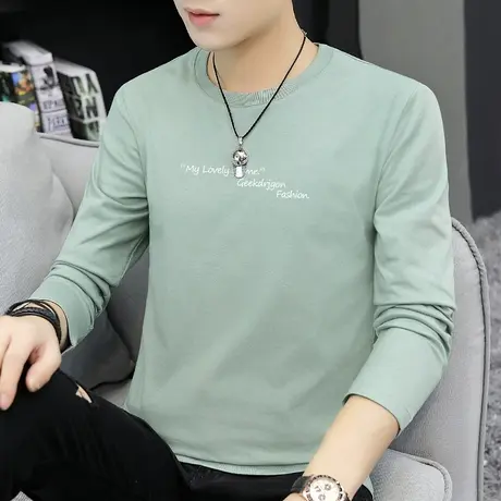 秋季纯棉长袖t恤男潮流秋装印花秋衣小衫宽松全棉内搭打底衫圆领商品大图
