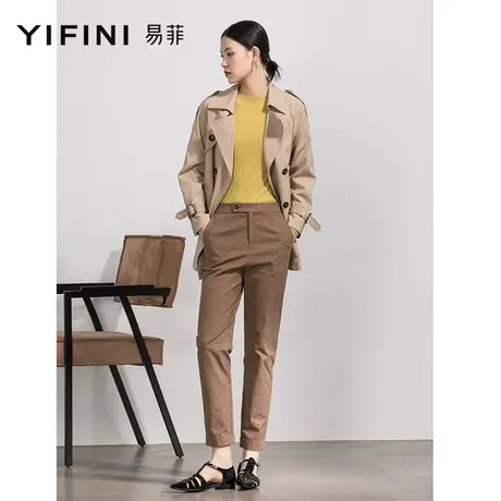 Yifini/易菲休闲直筒高级感小脚裤女春秋新款九分裤西装裤商品大图