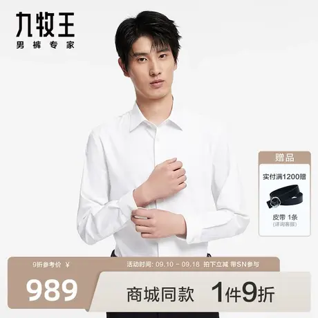 [商场同款]九牧王男装2023秋冬JC1C70417含桑蚕丝正装长袖衬衫SN图片