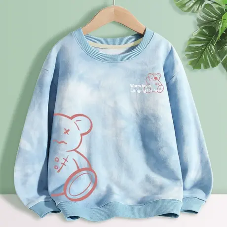 扎染圆领卫衣女宽松薄款秋装女2023年新款学生小个子女款无帽上衣商品大图