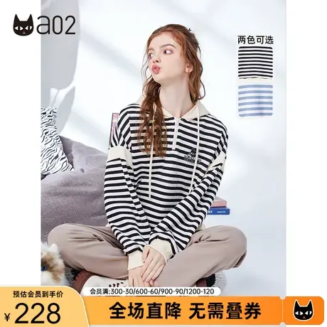 a02卫衣女秋季新款宽松潮流条纹甜酷短款卫衣百搭休闲上衣女商品大图