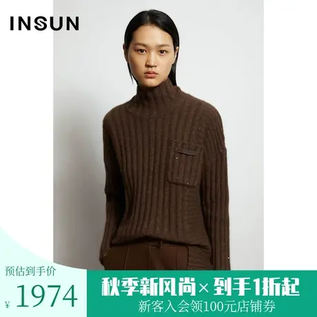 恩裳秋季商场同款复古慵懒气质半高领羊毛毛针织衫毛衣商品大图