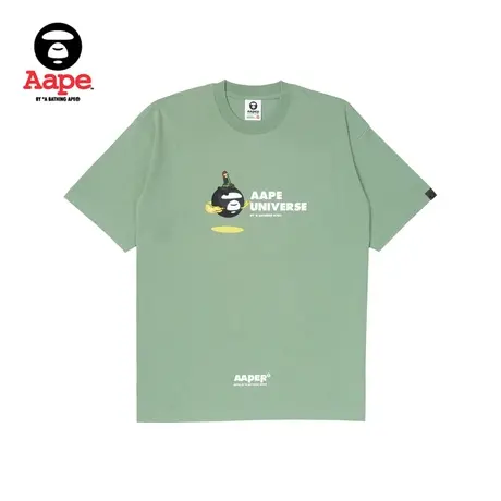 Aape旗舰店男装春夏卡通猿颜形象星球图案印花休闲短袖T恤0765XXK图片
