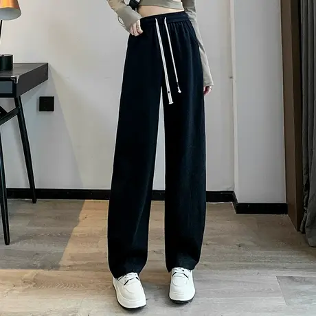窄版直筒裤香蕉裤女2023新款春秋运动裤黑色裤子休闲裤拖地阔腿裤商品大图