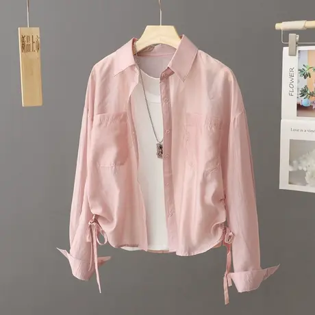 设计感轻薄防晒衫外搭衬衫女长袖轻薄款衬衣短款薄外套防晒衣开衫图片