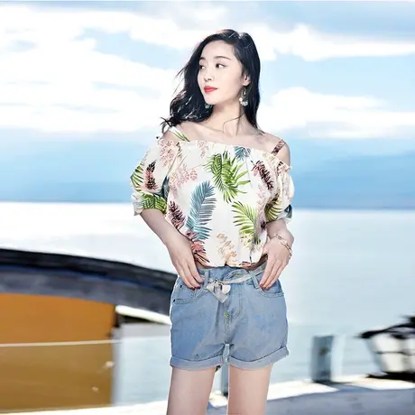 西子美丽心情夏季新款女装浅色牛仔裤子短款显瘦收腰休闲短裤热图片