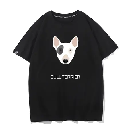 秀洛牛头梗牛头㹴卡通狗狗头T恤短袖男女半袖体恤宽松衣服打底衫商品大图