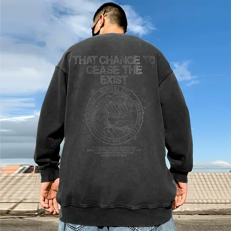 美式复古嘻哈大码卫衣男潮ins纯棉重磅水洗做旧高街外套加绒秋冬商品大图