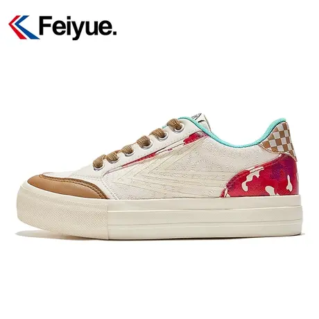 feiyue/飞跃印花休闲鞋女2023秋季新款时尚撞色复古低帮帆布鞋895商品大图