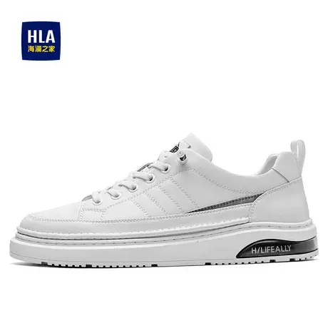 HLA/海澜之家男鞋2023夏季时尚免系带百搭小白鞋舒适耐磨休闲板鞋商品大图