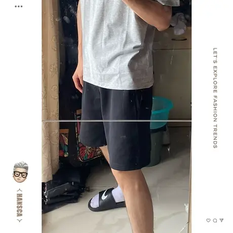 Hansca夏季短裤套装男生干净穿搭POLO衫短袖t恤日系男友风五分裤图片