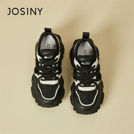 Josiny/卓诗尼厚底黑白老爹鞋2024新款春季爆款舒适小众运动鞋子商品大图