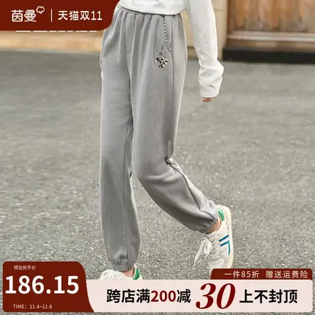 茵曼旗舰店运动裤女裤子2023秋冬新款百搭宽松束脚裤休闲卫裤长裤图片