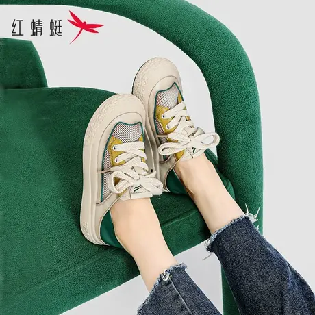 红蜻蜓厚底鞋女春秋薄款网鞋女透气网面2023新款可踩后跟女鞋软底图片