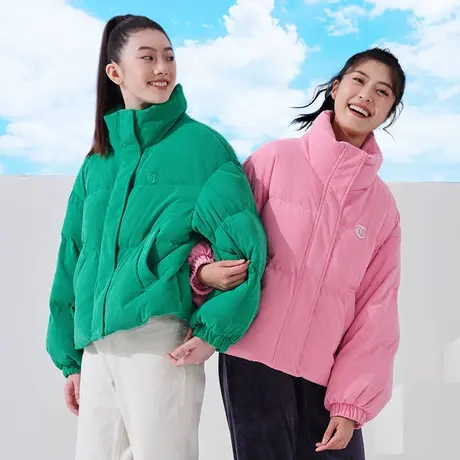 坦博尔2022新款灯芯绒羽绒服女短款加厚立领保暖面包服秋冬外套潮图片