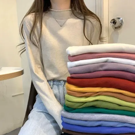 爆款毛衣半高领打底衫2023年早春秋冬季新款内搭针织衫女装上衣服图片