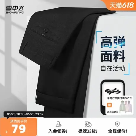 雪中飞25春夏季新款薄款休闲西裤男冰爽柔滑男士高弹休闲裤长裤W图片