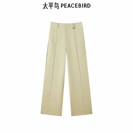 太平鸟高腰休闲裤2025年夏季新款品质直筒阔腿西装裤女A1GBE3808商品大图