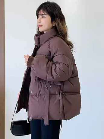 2023新款加厚冬季气质显瘦学院风羽绒棉服休闲宽松面包服棉袄外套图片