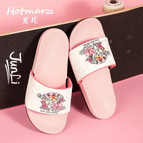hotmarzz/黑玛拖鞋女夏季外穿潮流运动凉拖鞋休闲家居防滑一字拖商品大图
