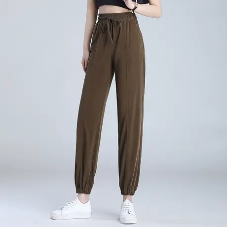 冰丝束腿运动裤女夏季薄款加大码宽松显瘦胖妈妈休闲哈伦小脚裤子商品大图