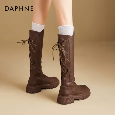 达芙妮长筒靴子女夏棕色美拉德骑士靴2025新款小众不过膝旅行长靴商品大图