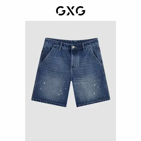 GXG男装2024年夏季男士经典直筒水洗牛仔裤休闲短裤男商品大图