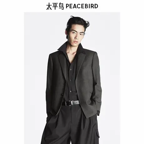 【高端通勤系列】太平鸟男装 2025年春新款潮流灰色西服B1BAF111V图片