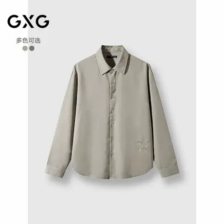 GXG男装 斯文衬衫休闲舒适纯色长袖衬衫男25年秋新款G25D033056图片