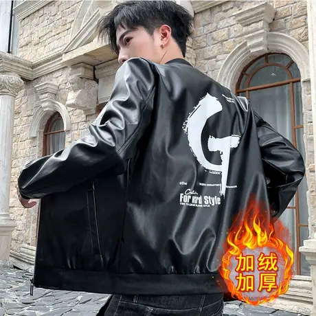 男士冬季加绒加厚皮棉衣外套韩版冬装皮衣棉服2023新款潮流皮棉袄商品大图