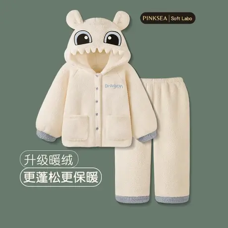 睡衣女款秋冬季可爱加厚珊瑚绒情侣套装新款冬天大码保暖家居服男商品大图