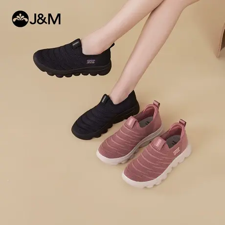 J＆M/快乐玛丽健步鞋女2025秋季新款一脚蹬防滑中老年运动鞋女商品大图