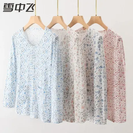 中老年人睡衣女长袖纯棉妈妈全棉宽松薄款女士家居服套装汗衫夏季商品大图