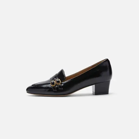 Nine West/玖熙2025秋季新款圆头乐福鞋女皱感纹理复古通勤小皮鞋商品大图