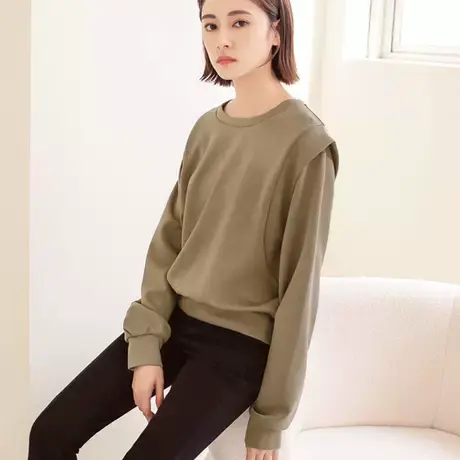 桔熊秋冬季休闲设计感太空棉卫衣宽松长袖短款上衣女大码AB17661图片