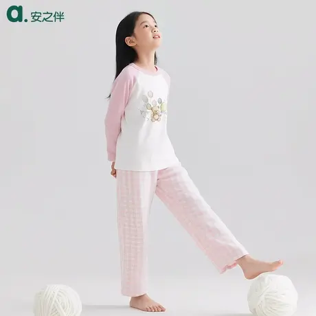 安之伴童装100%纯棉睡衣10A抗菌长袖套装儿童春秋可外穿家居服商品大图